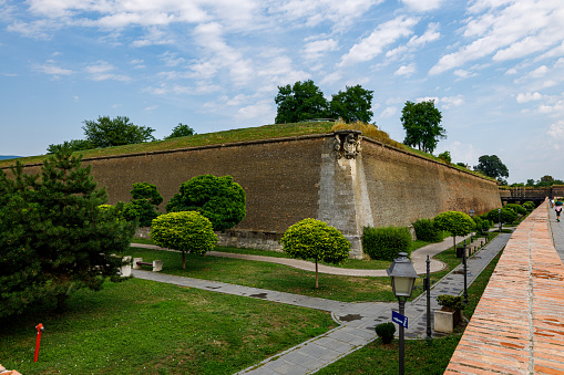 Alba Iulia, Transylvania, Romania - August 09, 2021: The City Center and Fortification of Alba Iulia in Romania