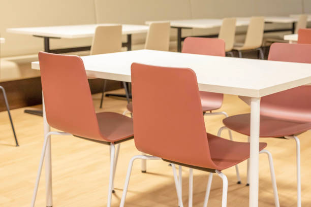 istock Inside a restaurant with white tables and chairs 1503213226