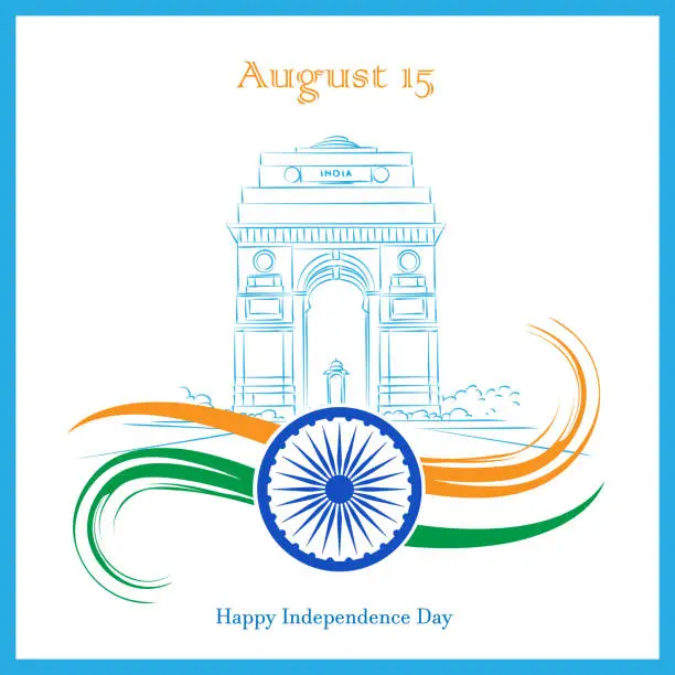 Vector illustration of 15 august india independence day poster design