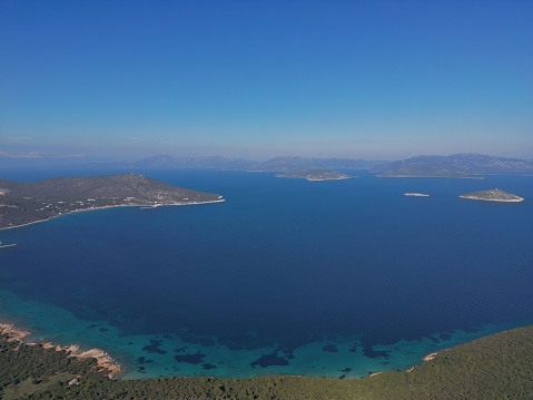 An aerial view of South Euboean Gulf in Greece