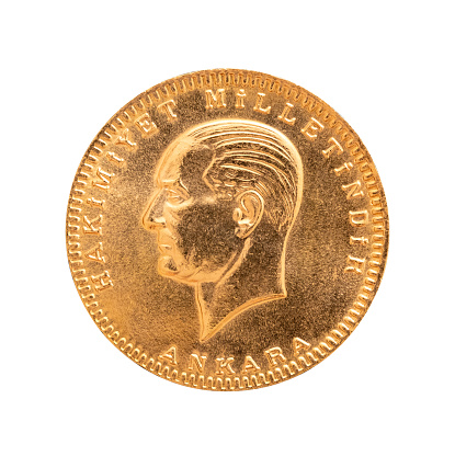 Turkish Gold Coins Close Up \