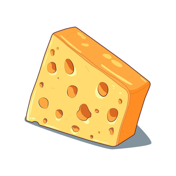 에멘탈 치즈 만화 삽화 - cheese swiss cheese portion vector stock illustrations