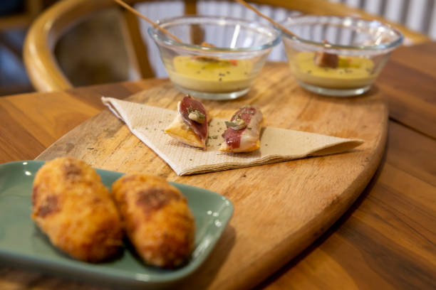 Ham croquettes duck ham and soup gourmet appetizers