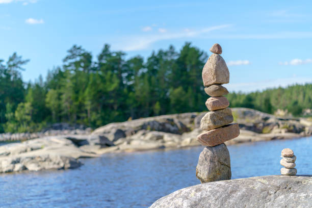 istock Pyramid of stones. Unstable balance of stone objects. 1503221652