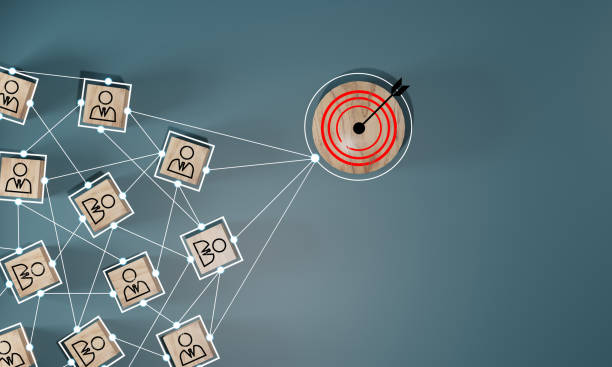 istock Wooden cube block print screen person icon which link connection network for organisation structure social network and teamwork concept. 1503230591