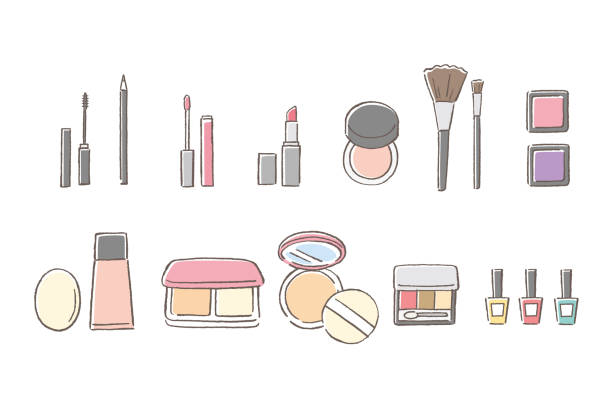 narzędzia do makijażu - lip balm obrazy stock illustrations