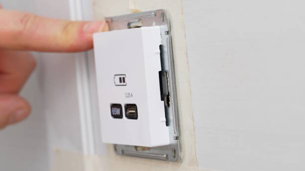 istock Installation of a USB Type-C socket at the head of the bed for charging devices. 1503247107