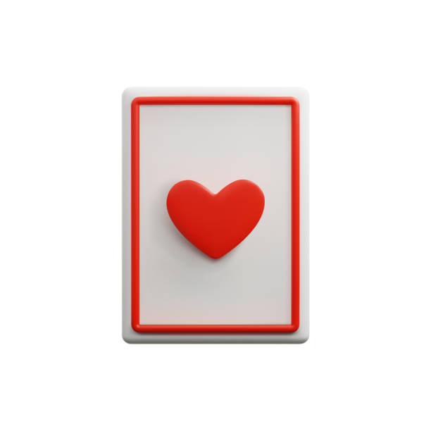 빨간 하트 정장 3d 스타일 벡터 일러스트레이션이 있는 카지노 카드 - cards heart suit heart shape poker stock illustrations