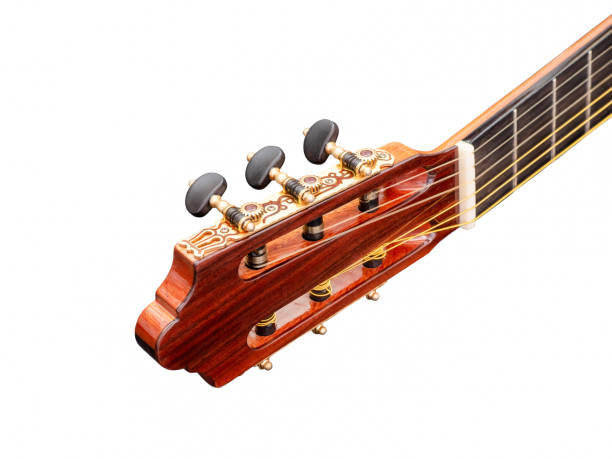 istock close up shot of  classical guitar tuning machine , open gear, Selective Focus, white background 1503253287