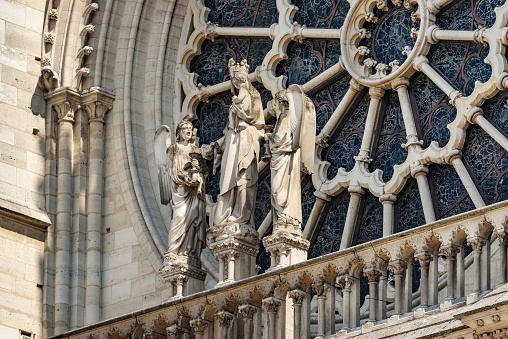 West rose window of Notre-Dame de Paris, France. Notre-Dame de Paris (meaning \