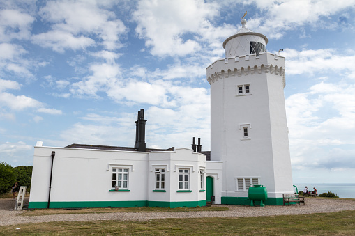 South Foreland Lighthouses are a pair of Victorian lighthouses on the South Foreland in St. Margaret's Bay, Dover, Kent, England, used to warn ships approaching the nearby Goodwin Sands. There has been a pair of lighthouses at South Foreland since at least the 1630s.