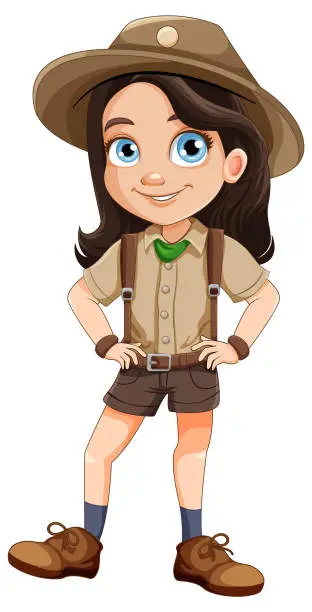 Vector illustration of Girl scout in uniform cartoon character