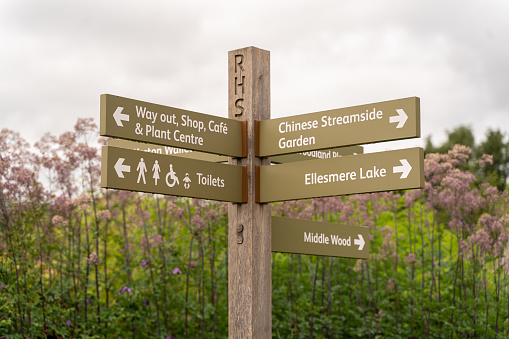 A robin sits on a sign near Prawle Point, Devon, United Kingdom