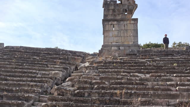 One man standing on top of the Amphitheater of the ancient city of Kibyra