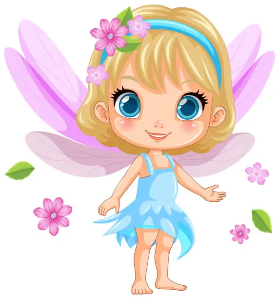 Vector illustration of Cute fantasy fairy cartoon character