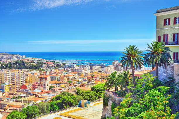 Panorama of Cagliari, Sardinia, Italy. Composite photo