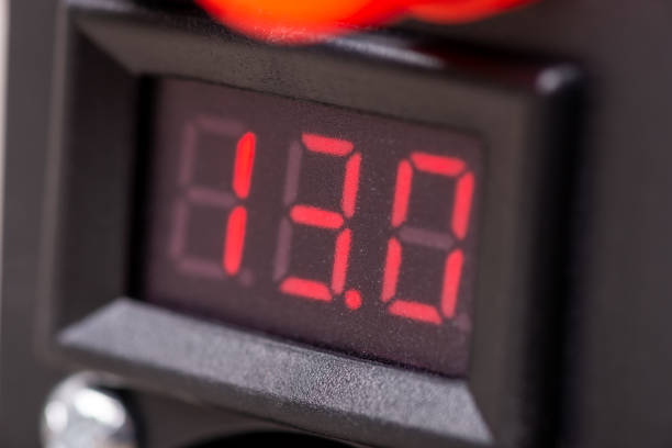 istock Close up of accumulator battery display showing voltage 1503262186