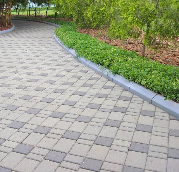 istock Beautiful footpath with Concrete Paving Tiles Stones 1503264025