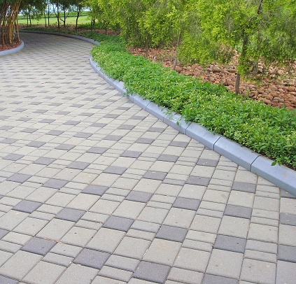 Beautiful footpath with Concrete Paving Tiles Stones