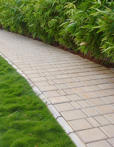 Beautiful footpath with Concrete Paving Tiles Stones