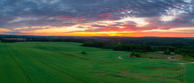 Sunset sky drone photography.