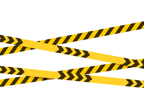 Caution lines. Vector yellow danger tapes isolated on white background