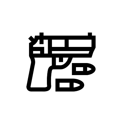 Gun Line icon, Design, Pixel perfect, Editable stroke. Logo, Sign, Symbol. Weapon.