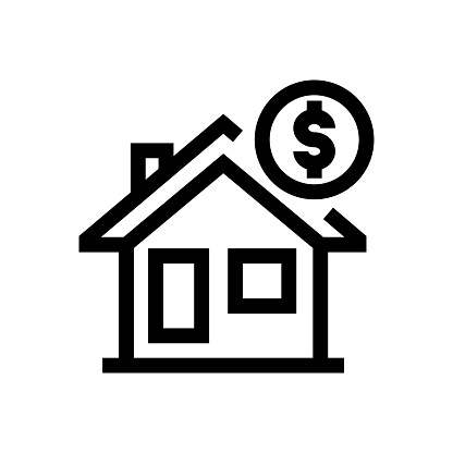 Home Loan And Mortgage Line icon, Design, Pixel perfect, Editable stroke. Logo, Sign, Symbol.