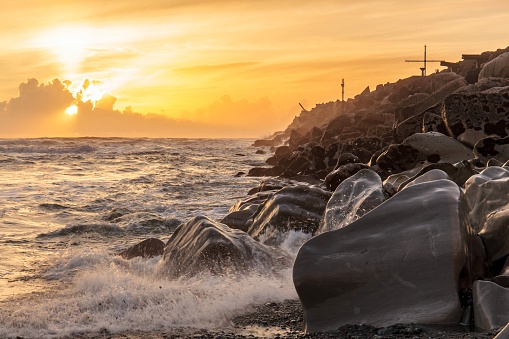 A landscape of Blaketown Beach during the sunset in Greymouth West Coast, New Zealand