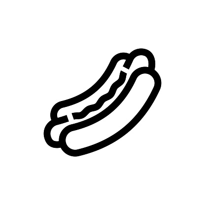 Hot Dog Line icon, Design, Pixel perfect, Editable stroke. Logo, Sign, Symbol. Street Delicacies.