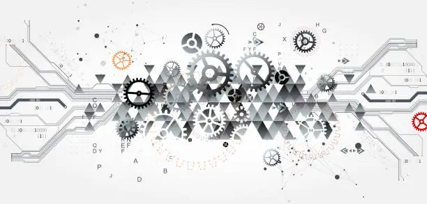 Vector illustration of Abstract technology background. Cogwheels ART theme.