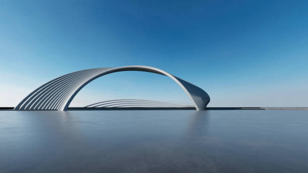 istock 3d render of abstract futuristic architecture with empty concrete floor. 1503278247