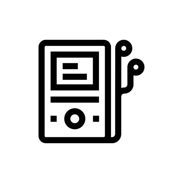 Vector illustration of Mp3 Player Line icon, Design, Pixel perfect, Editable stroke. Music, Entertainment, Audio, Movie, Multimedia.