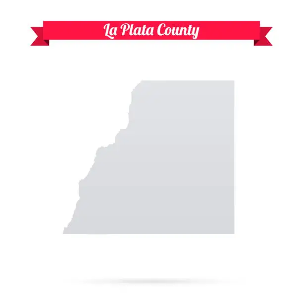 Vector illustration of La Plata County, Colorado. Map on white background with red banner