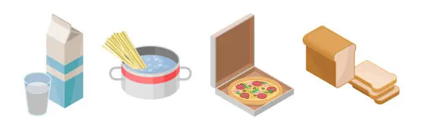 Vector illustration of Food and Products from Kitchen Isometric Vector Set