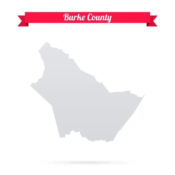 Vector illustration of Burke County, North Carolina. Map on white background with red banner