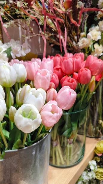 istock Decorative tulips in a glass jar 1503284006