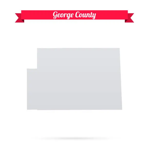 Vector illustration of George County, Mississippi. Map on white background with red banner