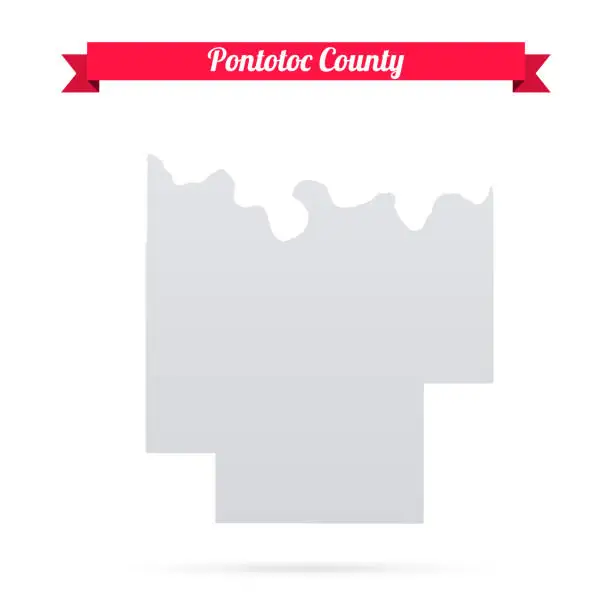 Vector illustration of Pontotoc County, Oklahoma. Map on white background with red banner