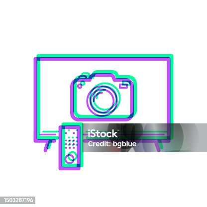 istock TV with camera. Icon with two color overlay on white background 1503287196
