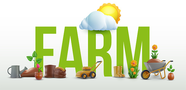 Postgate Farm Inscription Farm Inscription With 3d Cartoon Realistic Elements Beautiful Art ...
