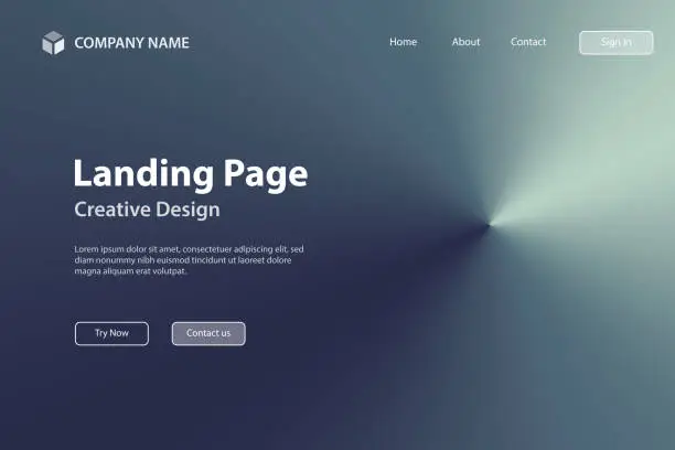 Vector illustration of Landing page Template - Gray abstract background with radial gradient