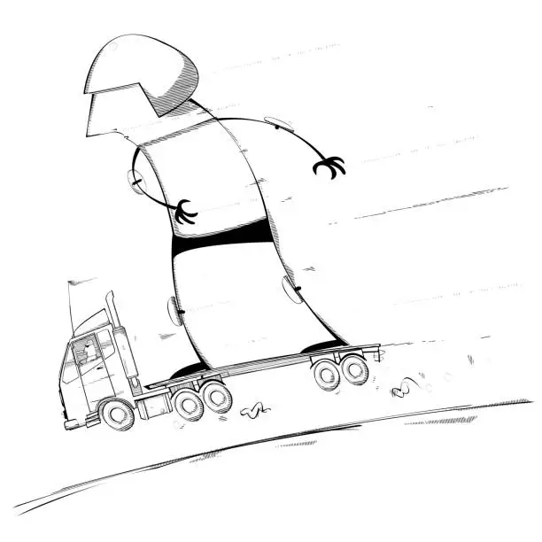 Vector illustration of Man skateboarding on a lorry