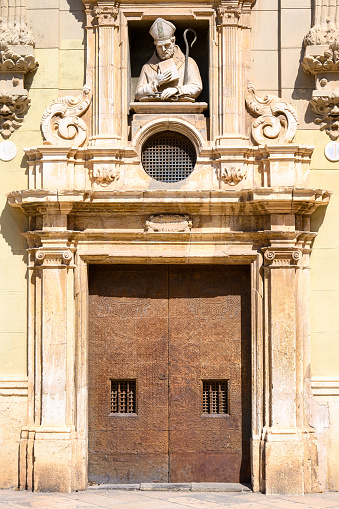 Building named 'Punt de Gantxo'. Architectural feature in the old town, Valencia, Spain