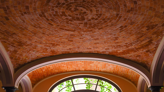 Brick laying style in ceiling. Architectural feature in the old town, Valencia, Spain