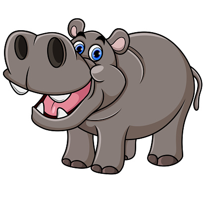 Illustration of Cartoon Hippo with open mouth