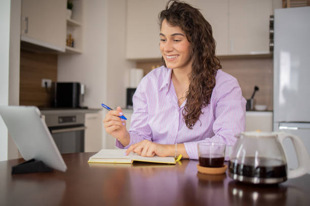 istock Young woman is studying from home 1503316400
