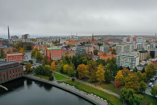 Tampere city Finland aerial view autumn
