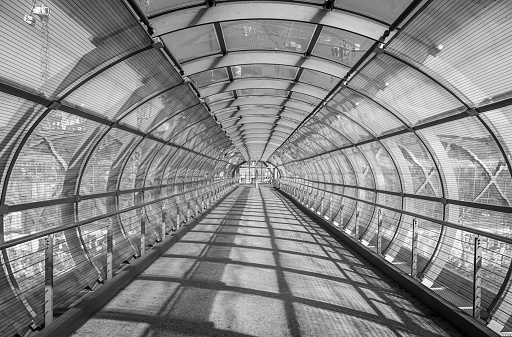 Full frame shot of modern pedestrian bridge, Hamburg subway station Elbbrücken