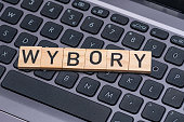 Polish inscription election arranged on a computer keyboard